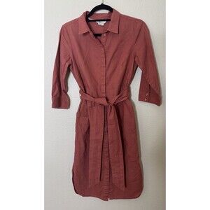 Boden  Shirt Dress Linen Belted Midi Button Down Size 2P